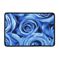 Bright Blue Rose Print Kitchen Mat