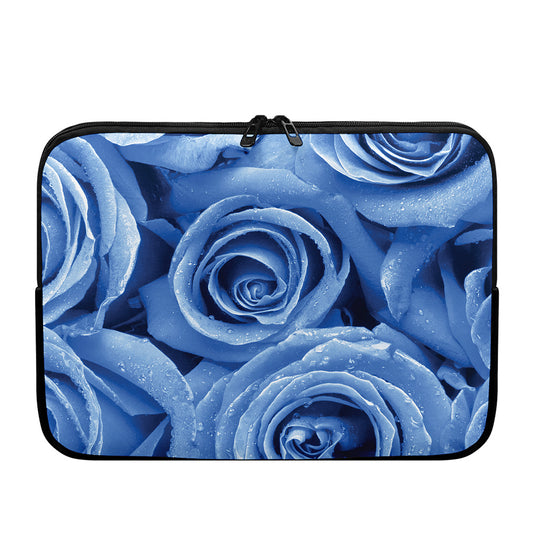 Bright Blue Rose Print Laptop Sleeve