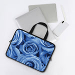 Bright Blue Rose Print Laptop Sleeve With Handle