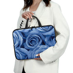 Bright Blue Rose Print Laptop Sleeve With Handle