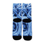 Bright Blue Rose Print Long Socks