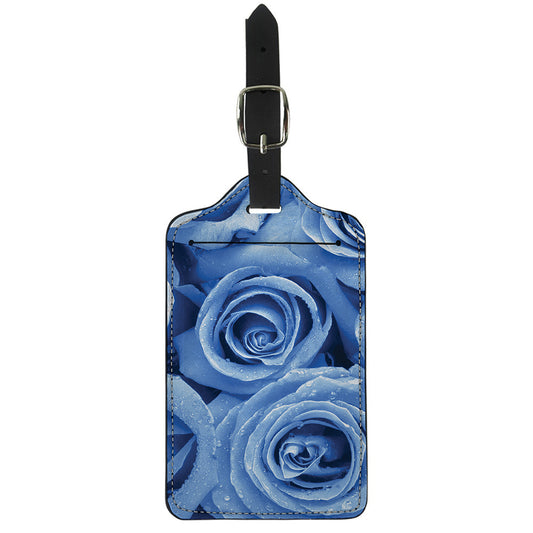 Bright Blue Rose Print Luggage Tag