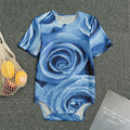 Bright Blue Rose Print Men's Bodysuit