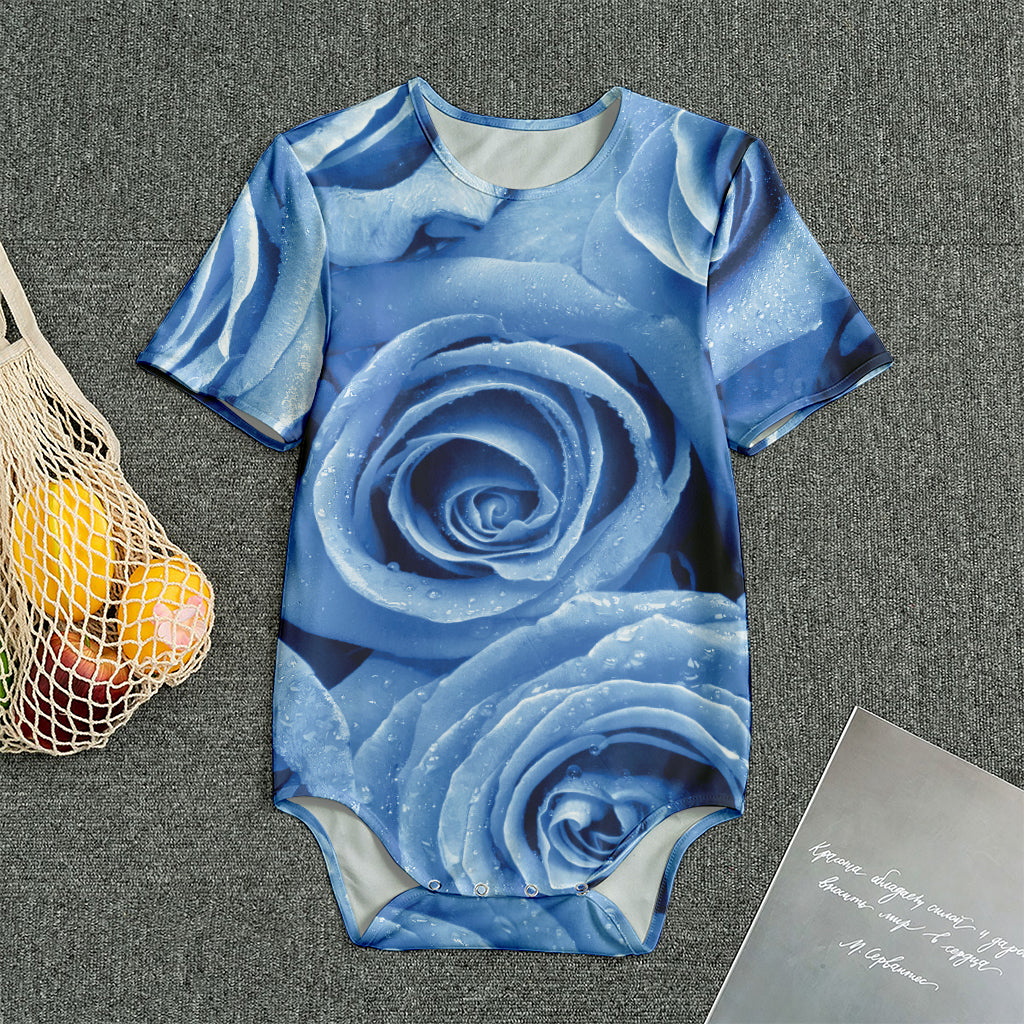 Bright Blue Rose Print Men's Bodysuit