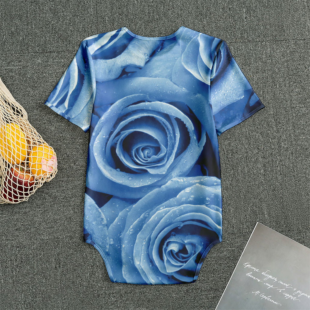 Bright Blue Rose Print Men's Bodysuit