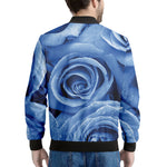 Bright Blue Rose Print Men's Bomber Jacket