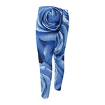 Bright Blue Rose Print Men's Compression Pants