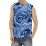 Bright Blue Rose Print Men's Fitness Tank Top