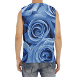 Bright Blue Rose Print Men's Fitness Tank Top