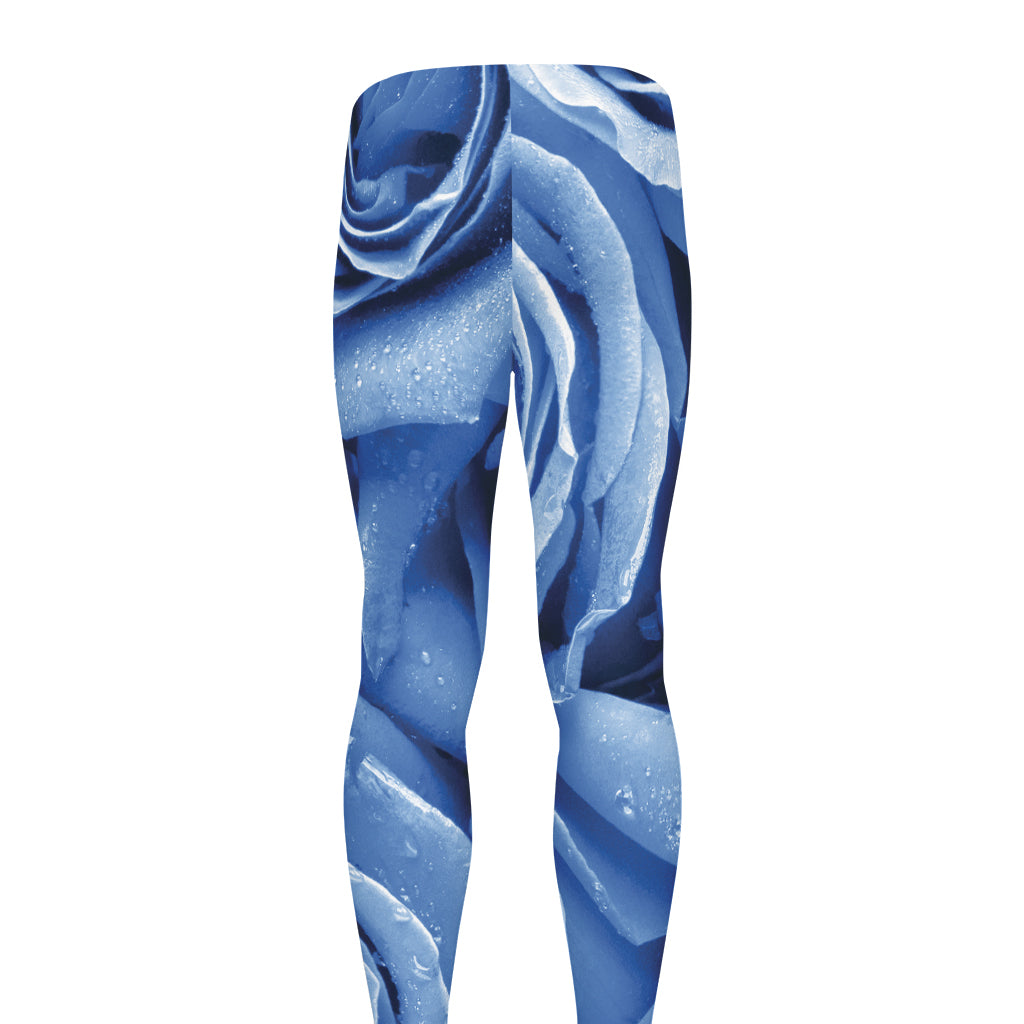 Bright Blue Rose Print Men's leggings