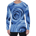 Bright Blue Rose Print Men's Long Sleeve T-Shirt