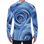 Bright Blue Rose Print Men's Long Sleeve T-Shirt