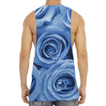 Bright Blue Rose Print Men's Muscle Tank Top