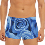 Bright Blue Rose Print Men's Short Boxer Briefs