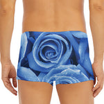 Bright Blue Rose Print Men's Short Boxer Briefs