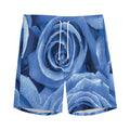Bright Blue Rose Print Men's Athletic Shorts