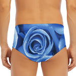 Bright Blue Rose Print Men's Triangle Swim Briefs