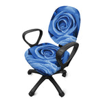 Bright Blue Rose Print Office Chair Cover