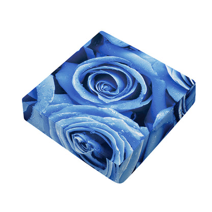Bright Blue Rose Print Outdoor Seat Cushion Cover