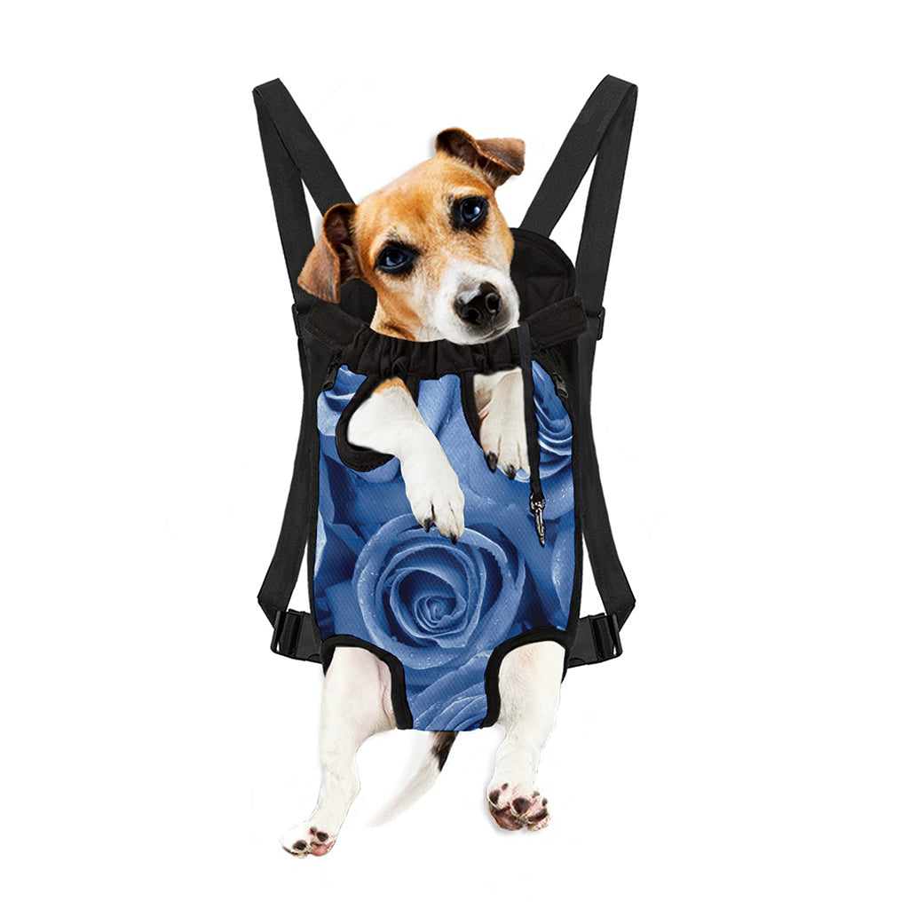 Bright Blue Rose Print Pet Carrier Backpack