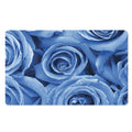 Bright Blue Rose Print Polyester Doormat