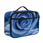 Bright Blue Rose Print Portable Lunch Bag