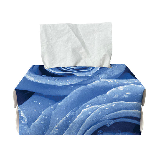 Bright Blue Rose Print Rectangle Tissue Box Cover