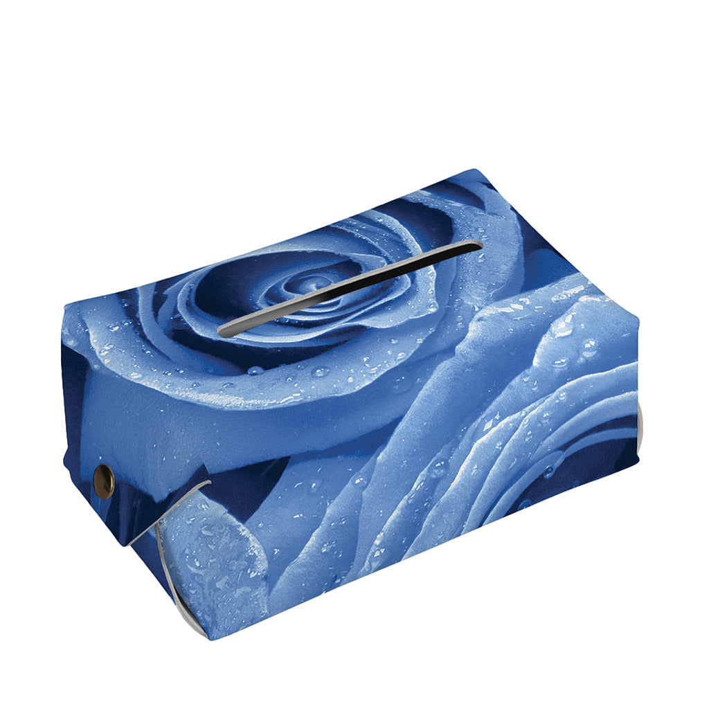 Bright Blue Rose Print Rectangle Tissue Box Cover