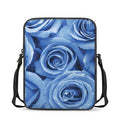 Bright Blue Rose Print Rectangular Crossbody Bag
