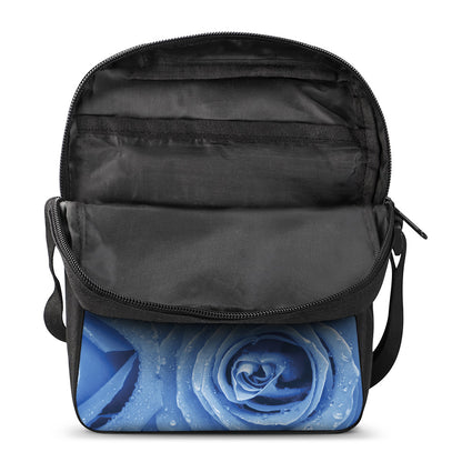 Bright Blue Rose Print Rectangular Crossbody Bag