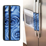 Bright Blue Rose Print Refrigerator Handle Covers