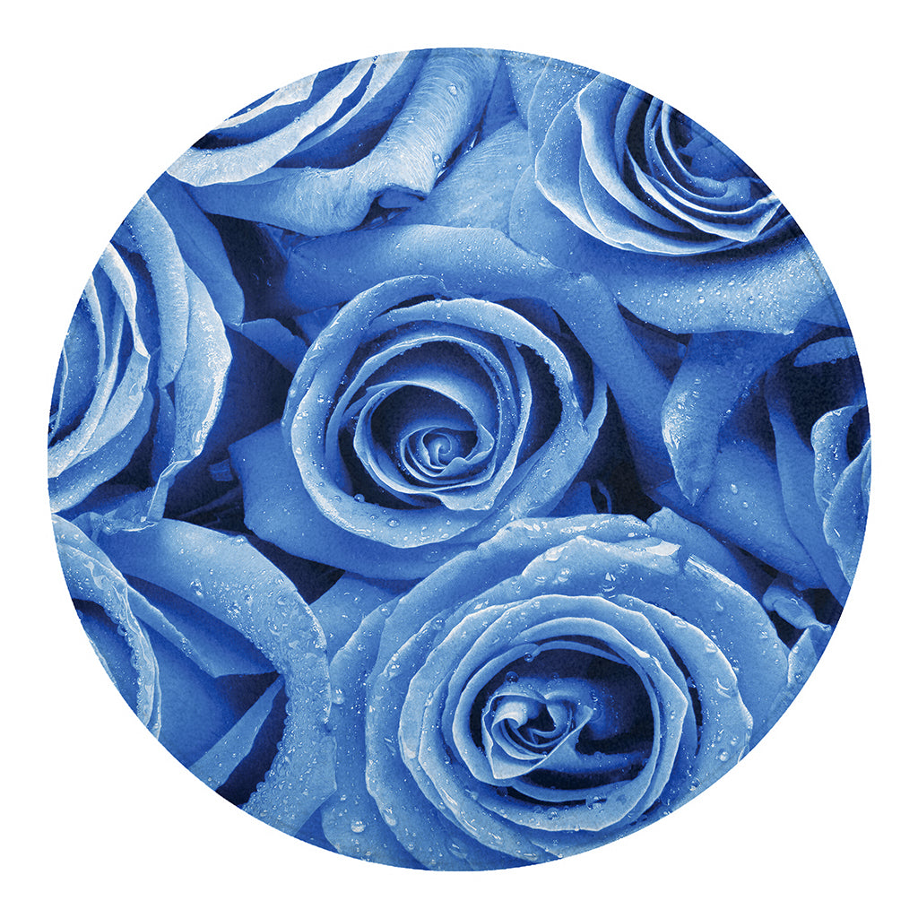 Bright Blue Rose Print Round Blanket