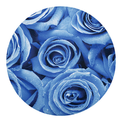 Bright Blue Rose Print Round Blanket