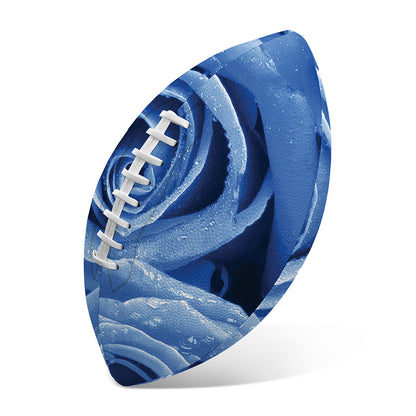 Bright Blue Rose Print Rugby Ball