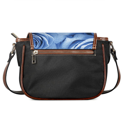 Bright Blue Rose Print Saddle Bag