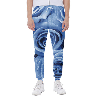 Bright Blue Rose Print Scuba Joggers