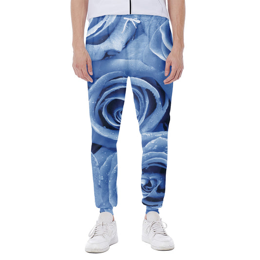Bright Blue Rose Print Scuba Joggers