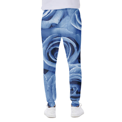 Bright Blue Rose Print Scuba Joggers