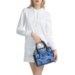 Bright Blue Rose Print Shoulder Handbag