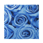 Bright Blue Rose Print Silk Bandana