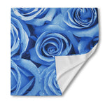 Bright Blue Rose Print Silk Bandana