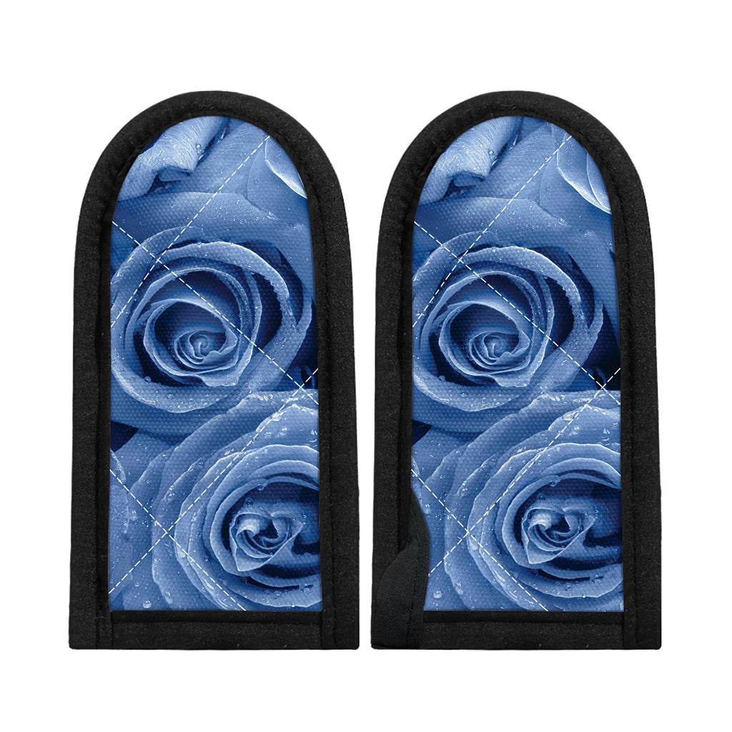 Bright Blue Rose Print Skillet Handle Cover