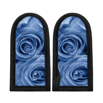 Bright Blue Rose Print Skillet Handle Cover