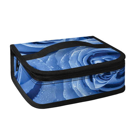 Bright Blue Rose Print Small Lunch Bag