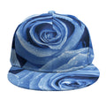 Bright Blue Rose Print Snapback Cap