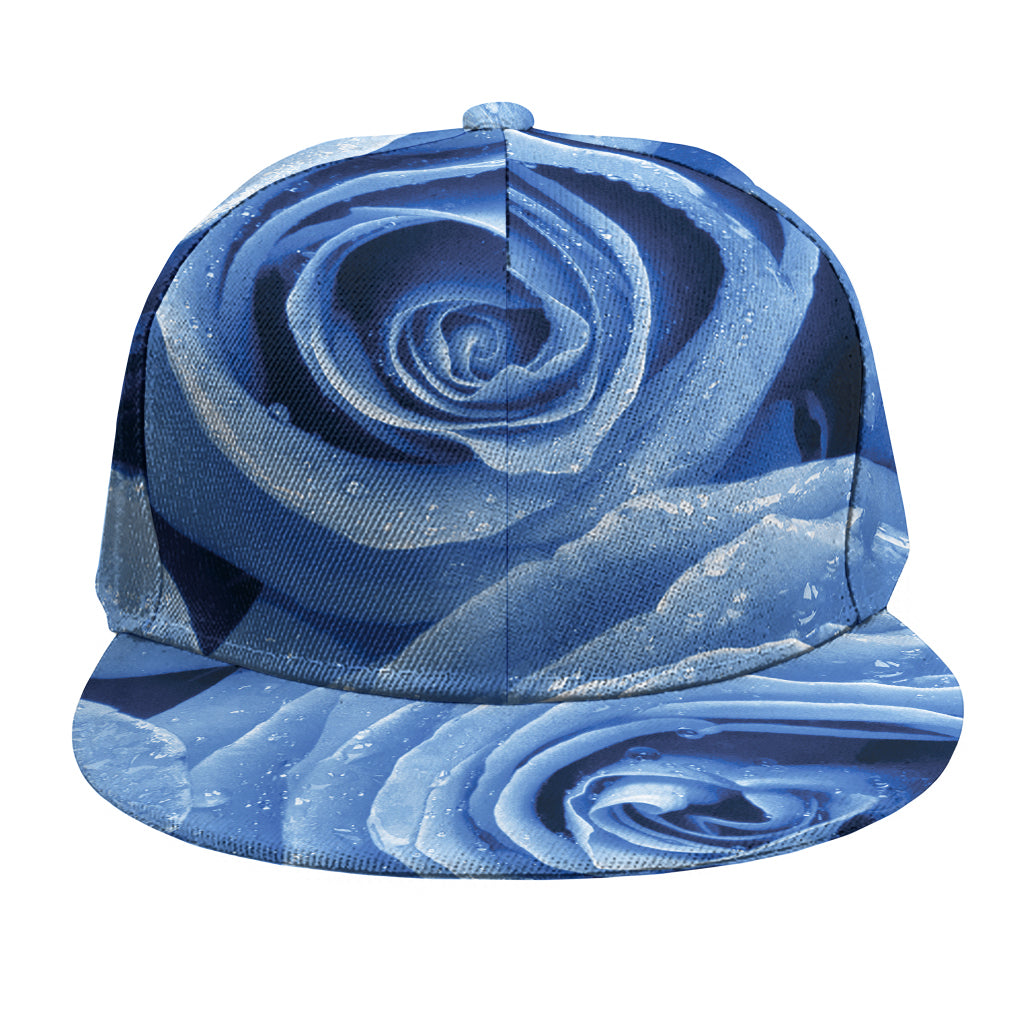 Bright Blue Rose Print Snapback Cap