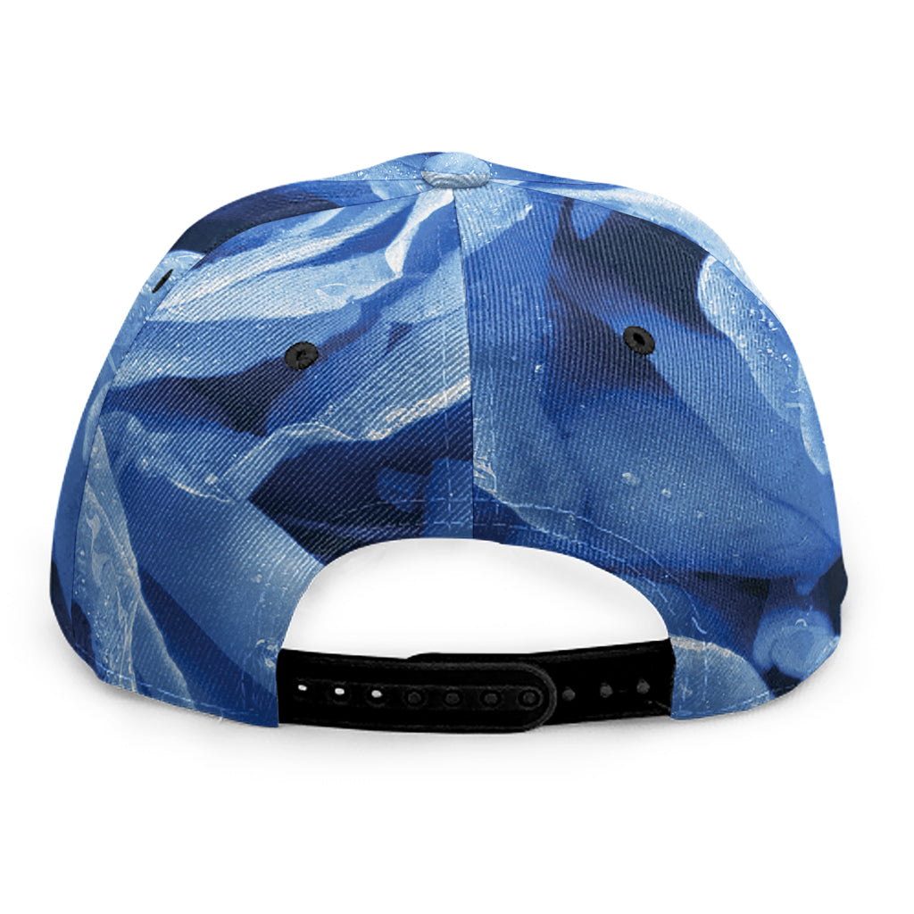 Bright Blue Rose Print Snapback Cap