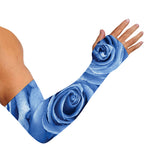 Bright Blue Rose Print Sun Protection Arm Sleeves