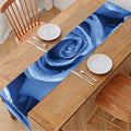 Bright Blue Rose Print Table Runner