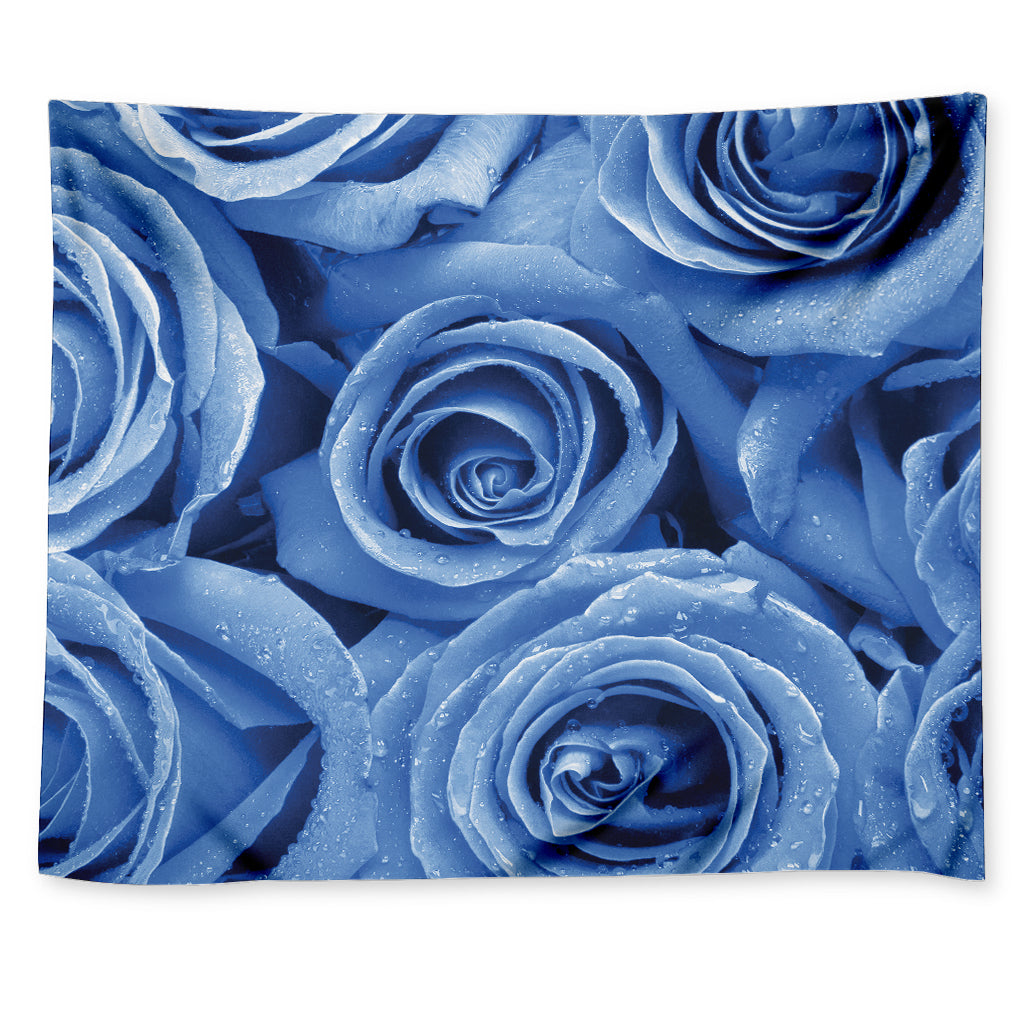 Bright Blue Rose Print Tapestry